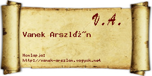 Vanek Arszlán névjegykártya